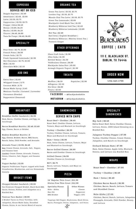 Blackjack Menu