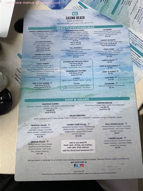 Casino Bar E Grill Pensacola Beach Menu