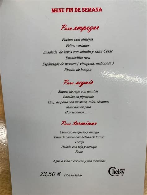 Casino Pamplona Menu