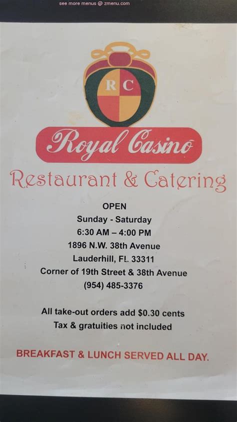 Casino Royal Lauderhill Menu