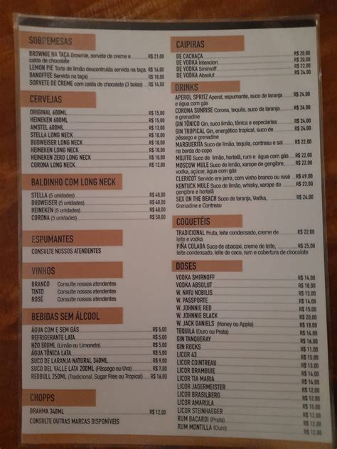 Cassino Restaurante Berna Menu