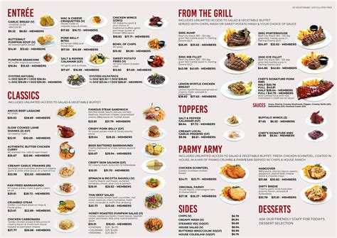 Townsville Casino Menu