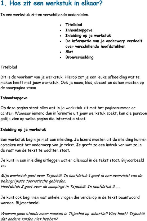 Wat Moet Er In Een Slot Staan Van Een Werkstuk